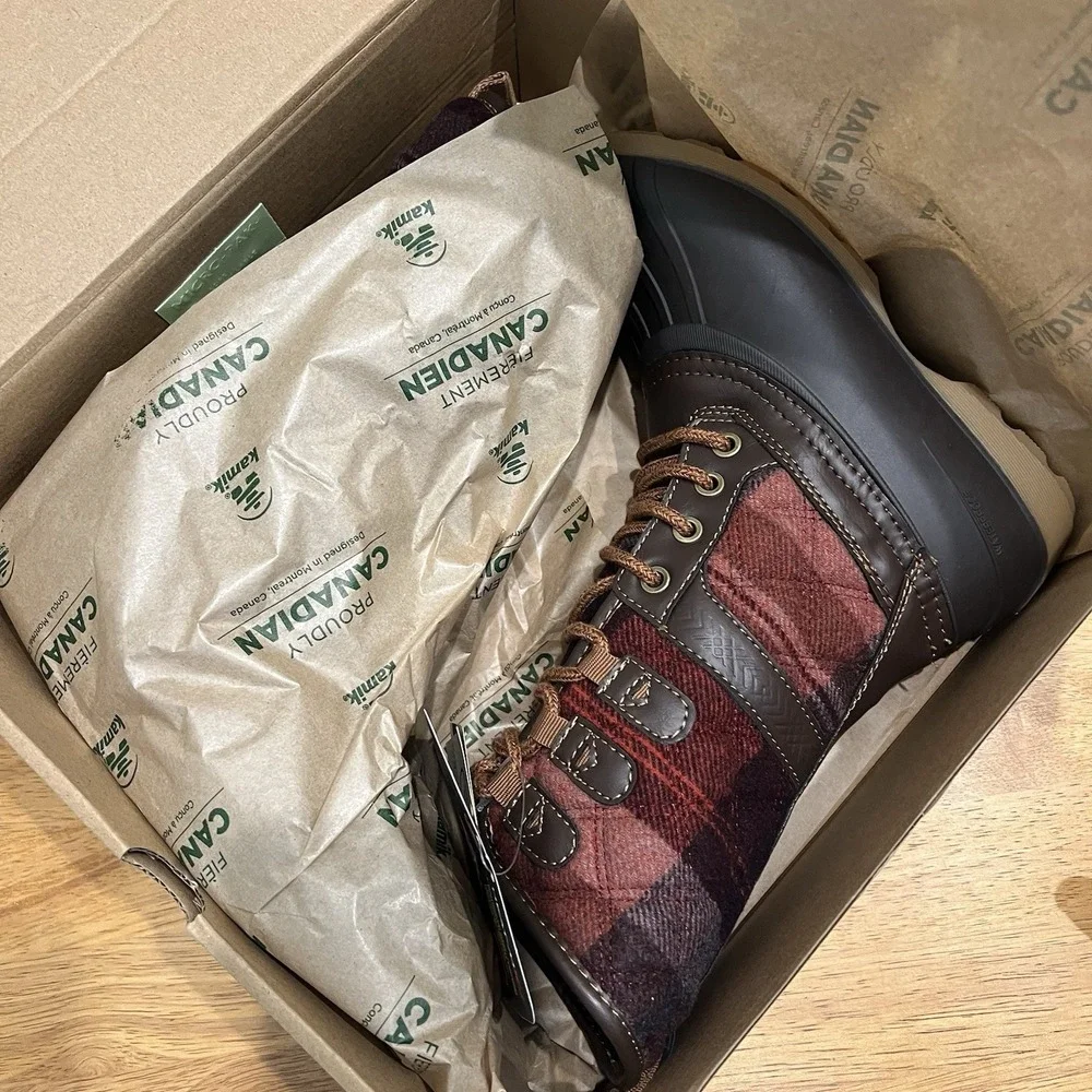 Kamik Sierra Heritage 1898 Waterproof Duck Boots - Dark Brown Quilted Size 1 Kid